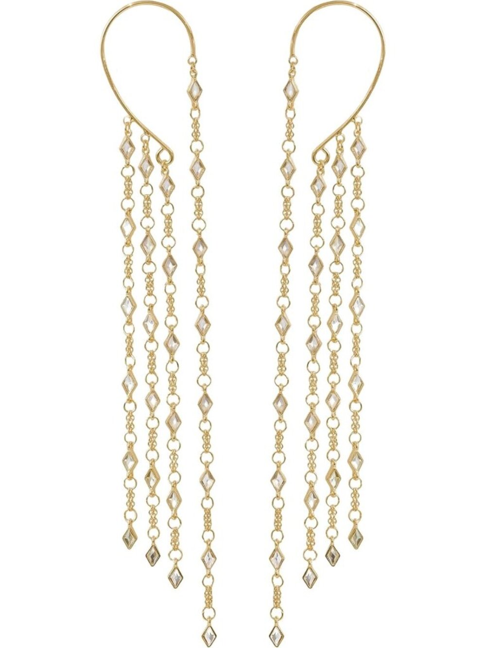 14K Gold Plated Cubic Zirconia Fringe Ear Cuff - Stylish Women's Jewelry